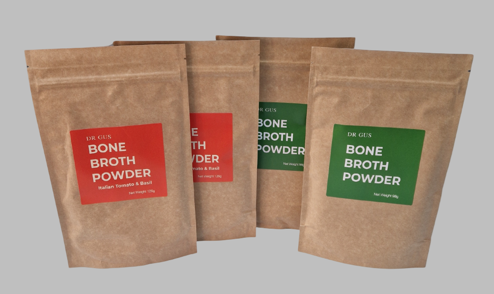 4 pouch bunlde of dr gus bone broth powders