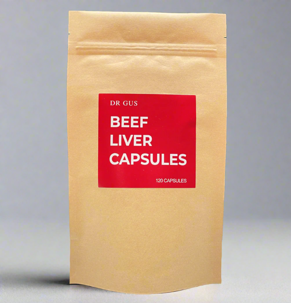 dr gus uk grass fed organic beef liver 120 capsules