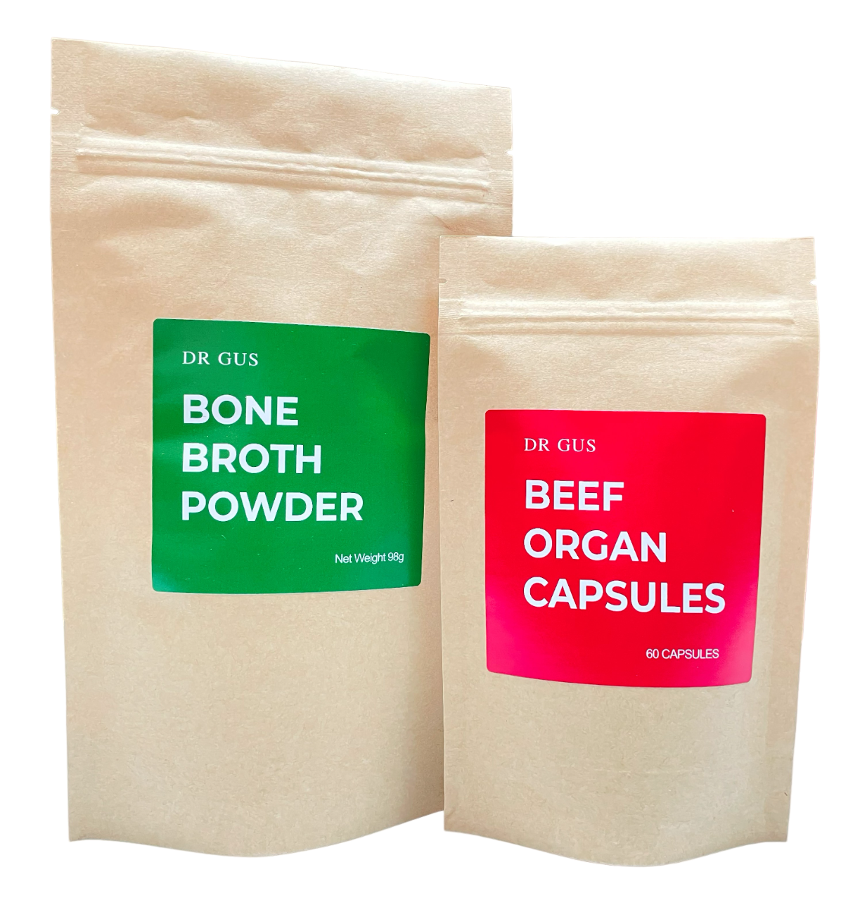 DR GUS nutrition Gut and Organ Bundle with bone broth and beef organ capsules