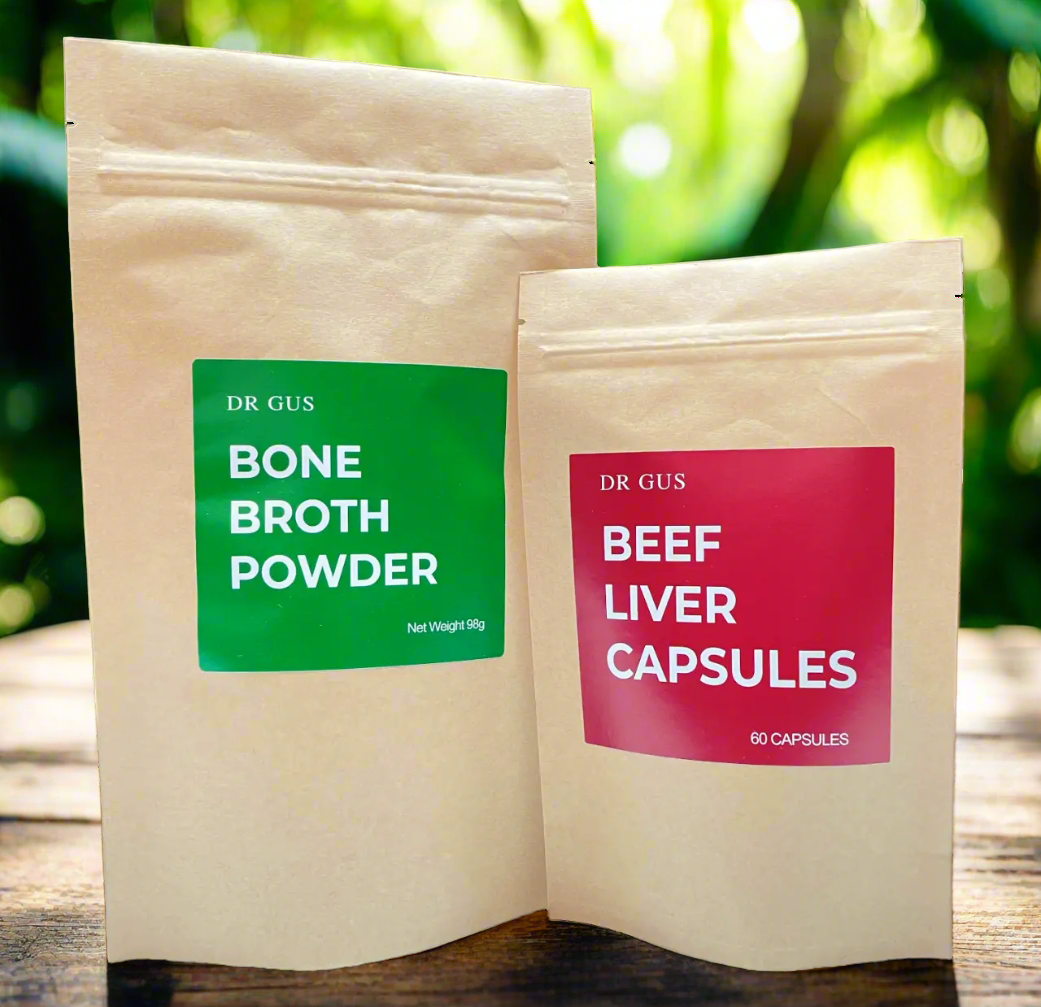 Grass-Fed Bone Broth Powder - Beef, Chicken & Vegetable - UK Farms ONLY DR GUS nutrition