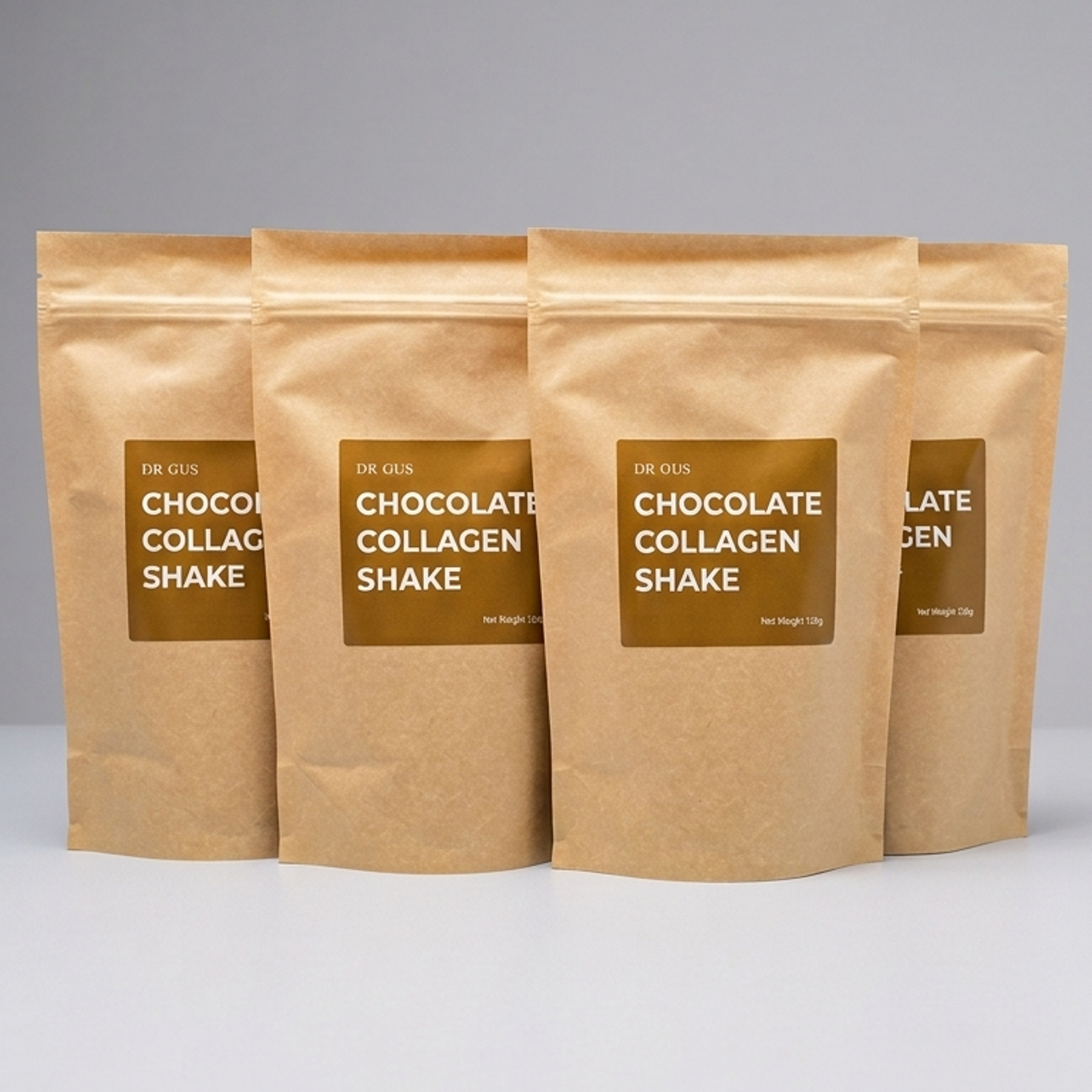 dr gus chocolate collagen shake 4 pouch bundle