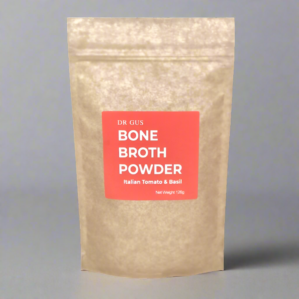 dr gus italian tomato bone broth powder 2 litre size