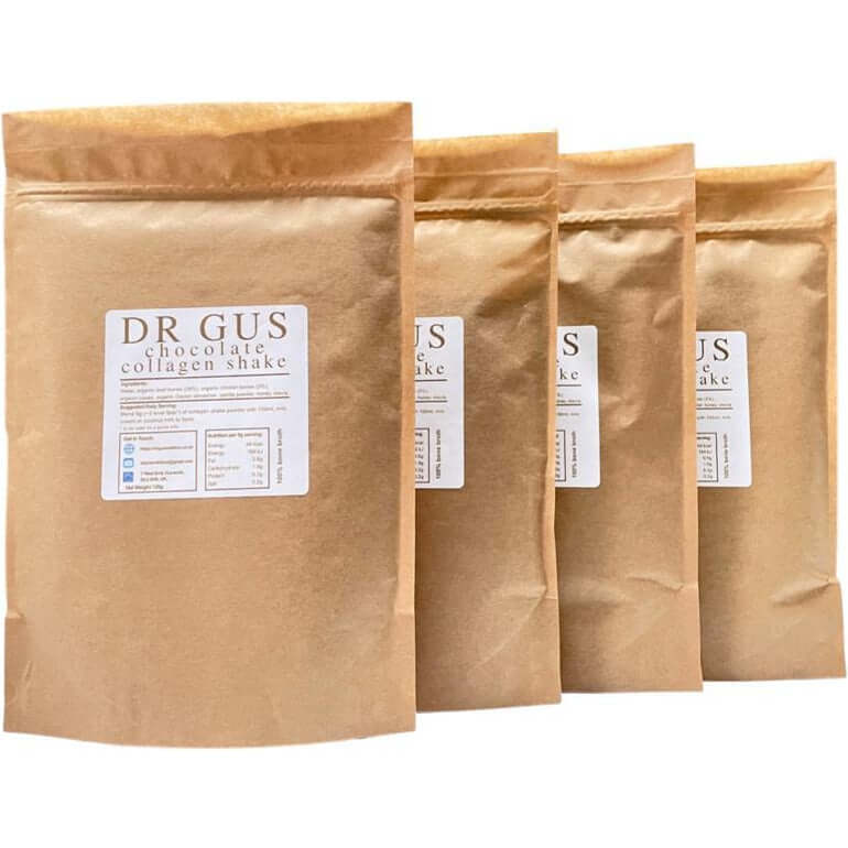 dr gus chocolate collagen shake both 4 pouch bundle